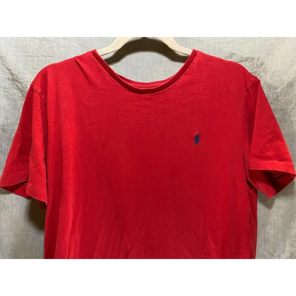 Ralph Lauren Shirt Boys Large Red Blue‎ Pony Pullover Short Sleeve Tee Youth
